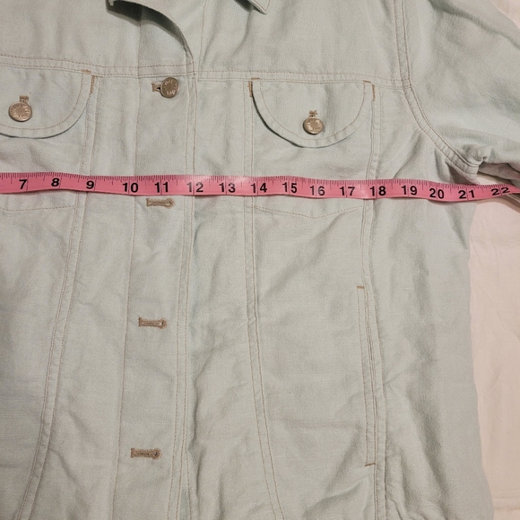 J. Jill women's mint green long-sleeved linen and cotton jacket size medium - Picture 4 of 14